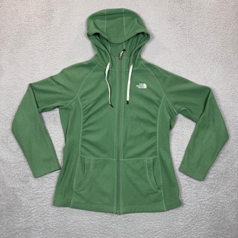 The North Face TKA 100 Fleece Full Zip Hoodie Green Womens Medium